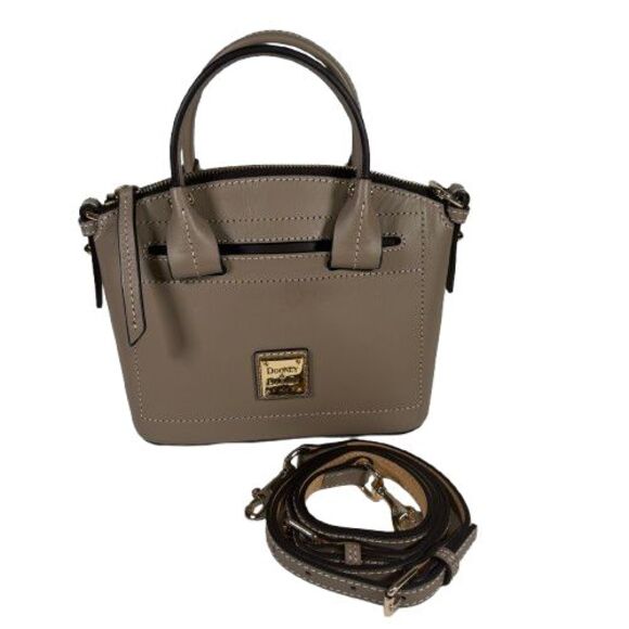 Dooney & Bourke Beacon Mini Domed Satchel Taupe Leather Crossbody Bag Purse $278